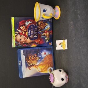 Disney Beauty and the Beast Blu-ray and DVD with Chip and Mrs. Potts + Belle Pin